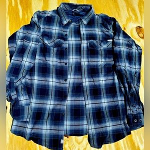 Columbia blue plaid Omni-Shade wicking button-down